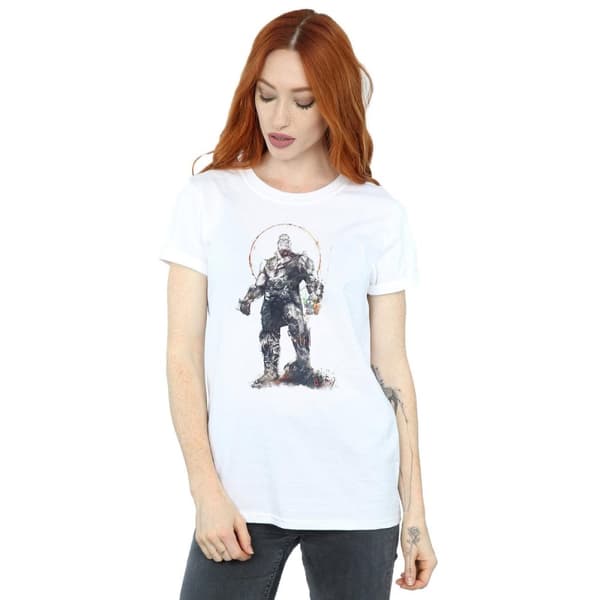 Marvel Womens/Ladies Avengers Infinity War Thanos Sketch Cotton Boyfriend T-Shirt