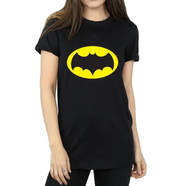 DC Comics Dam/kvinnor Batman TV Series Logo Boyfriend T-shirt i bomull