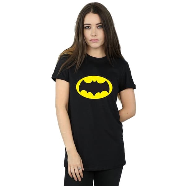 DC Comics Dam/kvinnor Batman TV Series Logo Boyfriend T-shirt i bomull