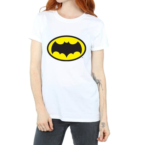DC Comics Dam/kvinnor Batman TV Series Logo Boyfriend T-shirt i bomull