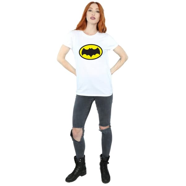 DC Comics Dam/kvinnor Batman TV Series Logo Boyfriend T-shirt i bomull