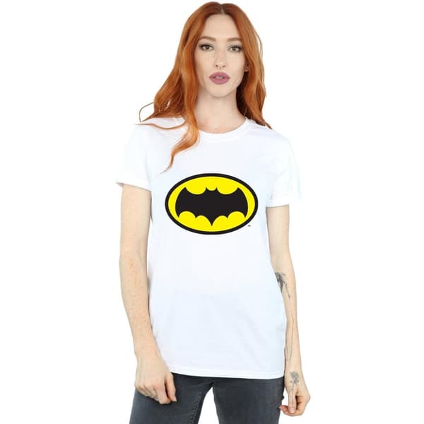 DC Comics Dam/kvinnor Batman TV Series Logo Boyfriend T-shirt i bomull