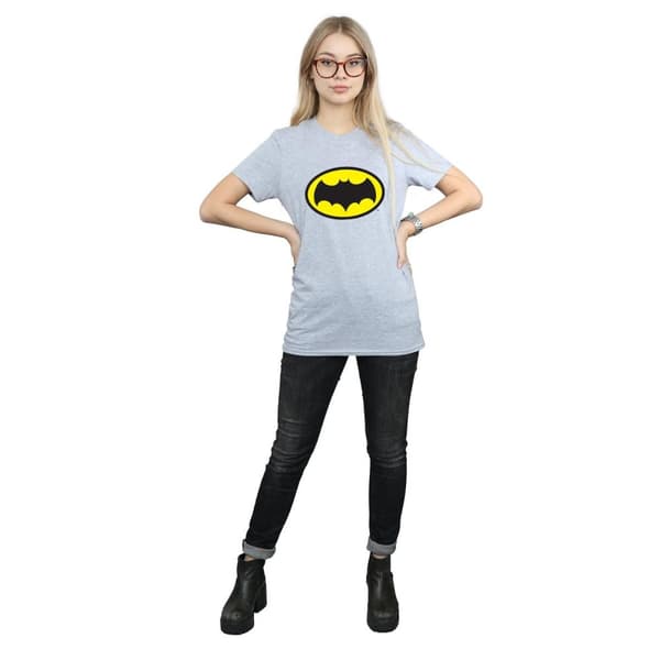 DC Comics Dam/kvinnor Batman TV Series Logo Boyfriend T-shirt i bomull