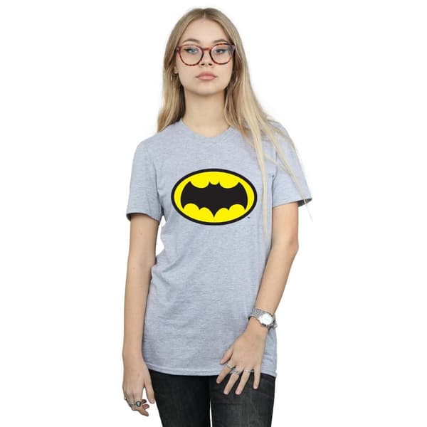 DC Comics Dam/kvinnor Batman TV Series Logo Boyfriend T-shirt i bomull