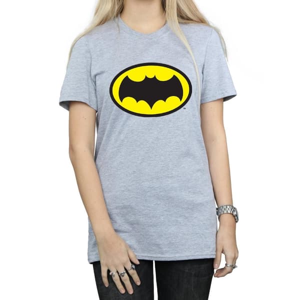 DC Comics Dam/kvinnor Batman TV Series Logo Boyfriend T-shirt i bomull
