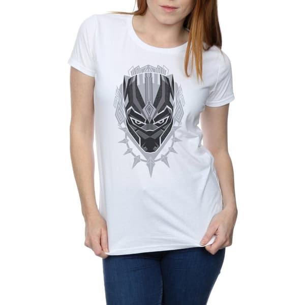 Marvel Dam/t-shirt i bomull med svart panterhuvud