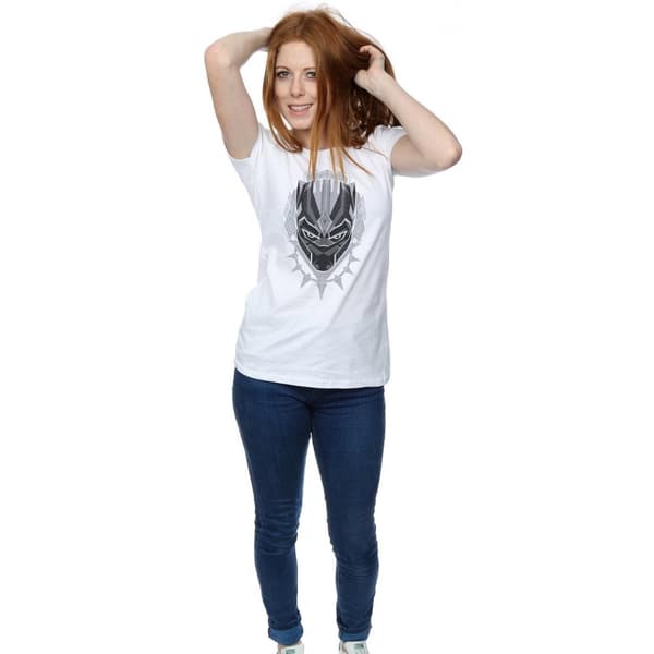 Marvel Dam/t-shirt i bomull med svart panterhuvud