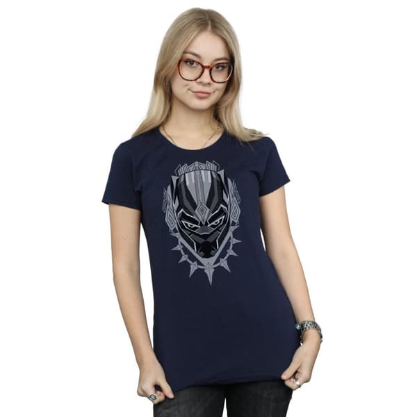 Marvel Womens/Ladies Black Panther Head Cotton T-Shirt