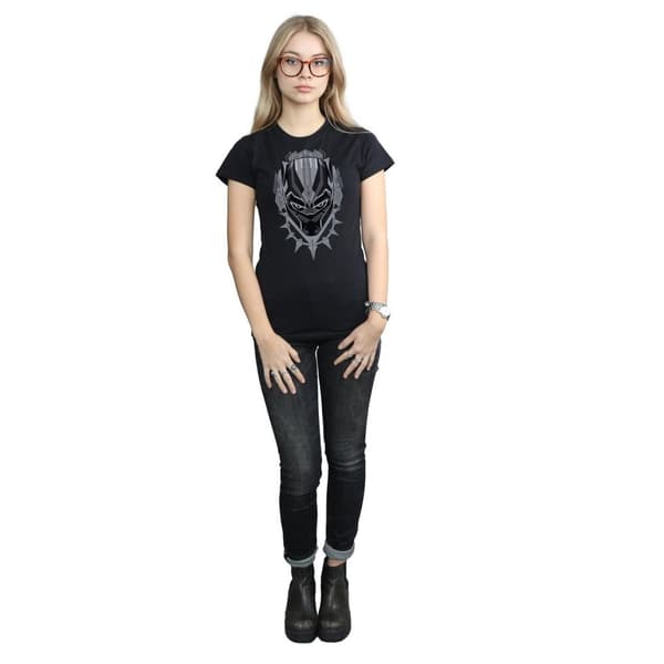 Marvel Womens/Ladies Black Panther Head Cotton T-Shirt