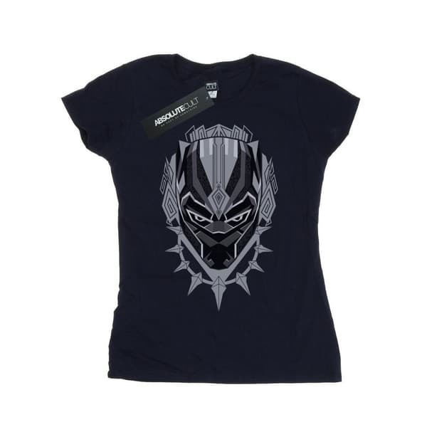 Marvel Womens/Ladies Black Panther Head Cotton T-Shirt