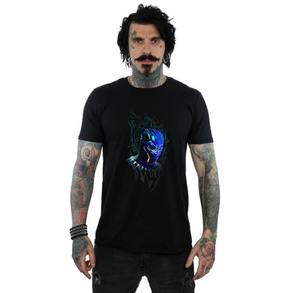 Marvel Mens Black Panther Neon Mask T-Shirt