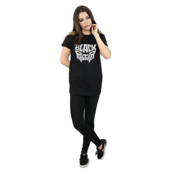 Marvel Womens/Ladies Black Panther Worded Emblem Cotton Boyfriend T-Shirt