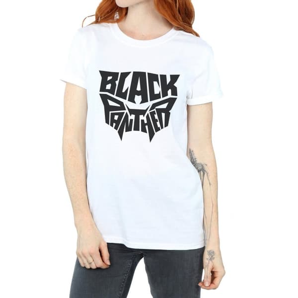 Marvel Womens/Ladies Black Panther Worded Emblem Cotton Boyfriend T-Shirt