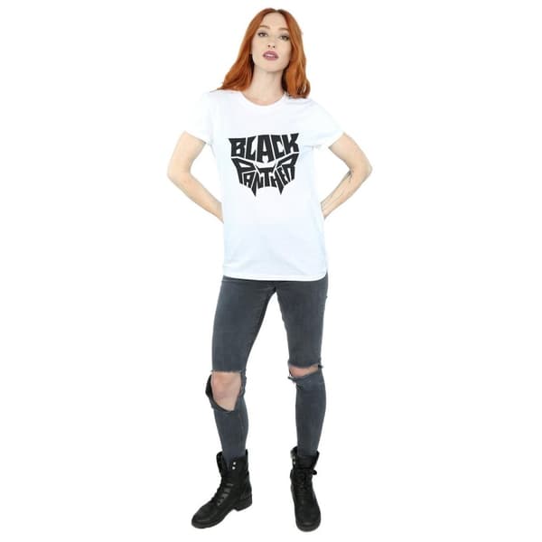 Marvel Womens/Ladies Black Panther Worded Emblem Cotton Boyfriend T-Shirt