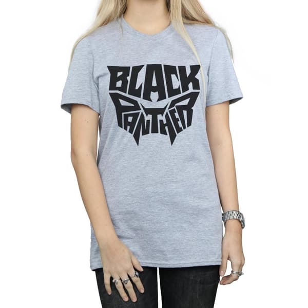 Marvel Womens/Ladies Black Panther Worded Emblem Cotton Boyfriend T-Shirt