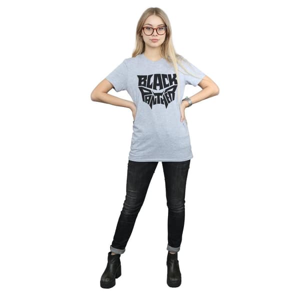 Marvel Womens/Ladies Black Panther Worded Emblem Cotton Boyfriend T-Shirt