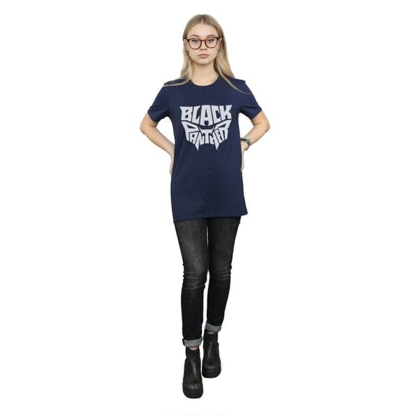 Marvel Womens/Ladies Black Panther Worded Emblem Cotton Boyfriend T-Shirt