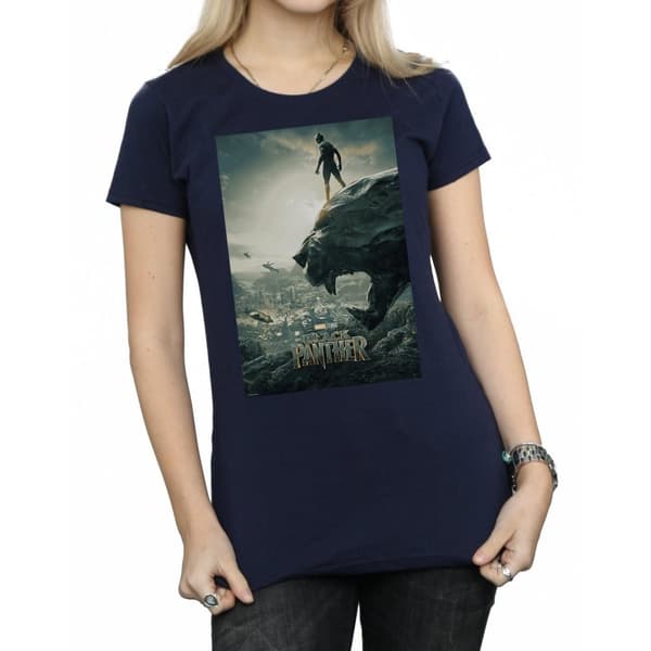 Marvel Dam/Tjej Black Panther Poster T-shirt i bomull