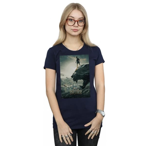 Marvel Dam/Tjej Black Panther Poster T-shirt i bomull