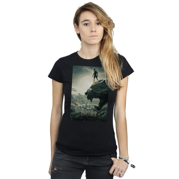 Marvel Dam/Tjej Black Panther Poster T-shirt i bomull