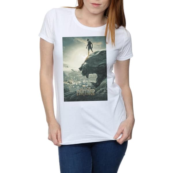 Marvel Dam/Tjej Black Panther Poster T-shirt i bomull