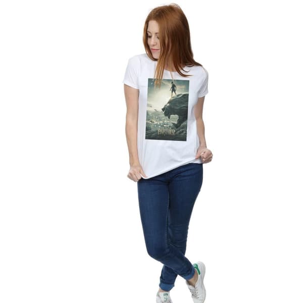 Marvel Dam/Tjej Black Panther Poster T-shirt i bomull