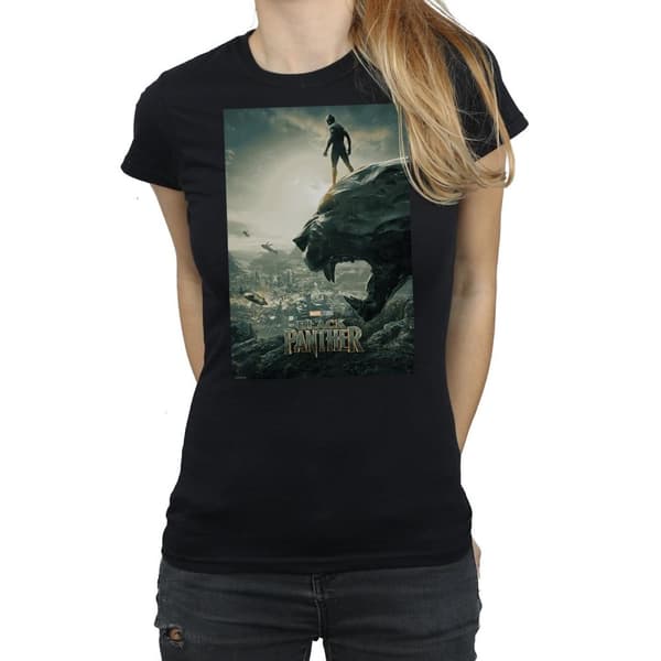 Marvel Dam/Tjej Black Panther Poster T-shirt i bomull