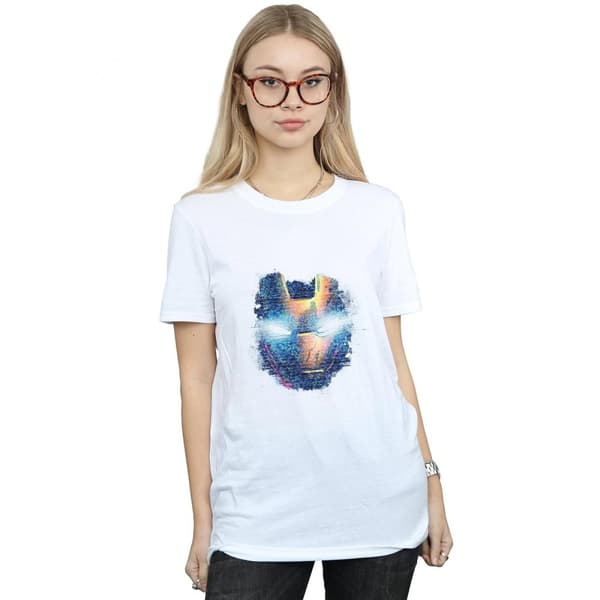 Marvel Womens/Ladies Avengers Iron Man Distressed Head Cotton Boyfriend T-Shirt