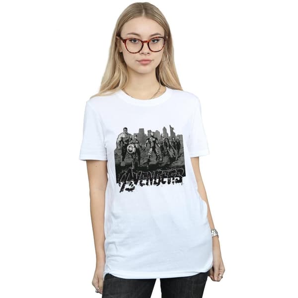 Marvel Dam/Lady Avengers Mono Team Art Boyfriend T-shirt i bomull