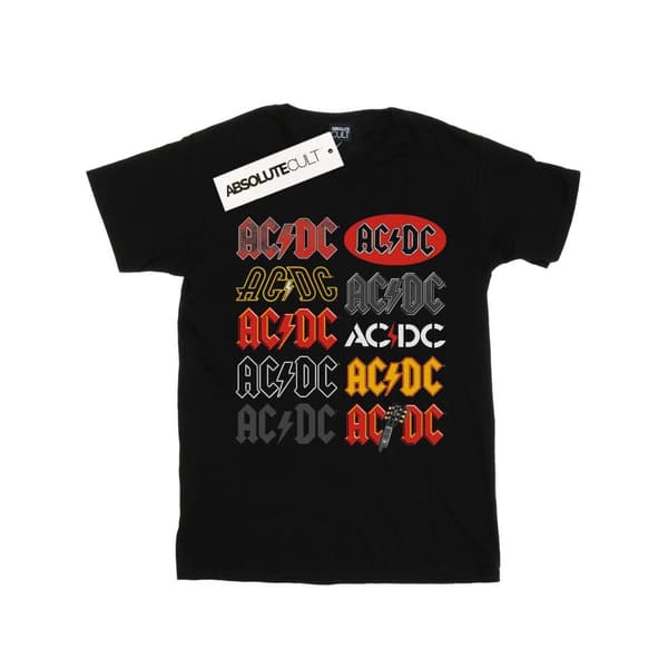 AC/DC Womens/Ladies Multi Logos Cotton Boyfriend T-Shirt