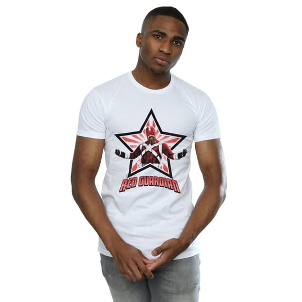 Marvel Mens Black Widow Movie Red Guardian Star T-Shirt