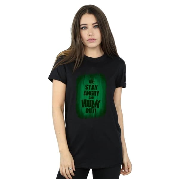 Marvel Womens/Ladies Hulk Stay Angry Cotton Boyfriend T-Shirt