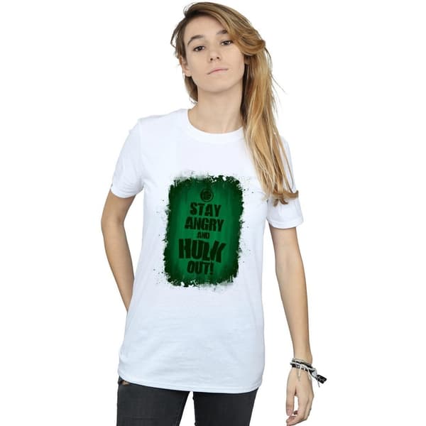 Marvel Womens/Ladies Hulk Stay Angry Cotton Boyfriend T-Shirt