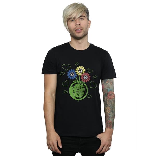 Marvel Mens Hulk Flower Fist T-Shirt