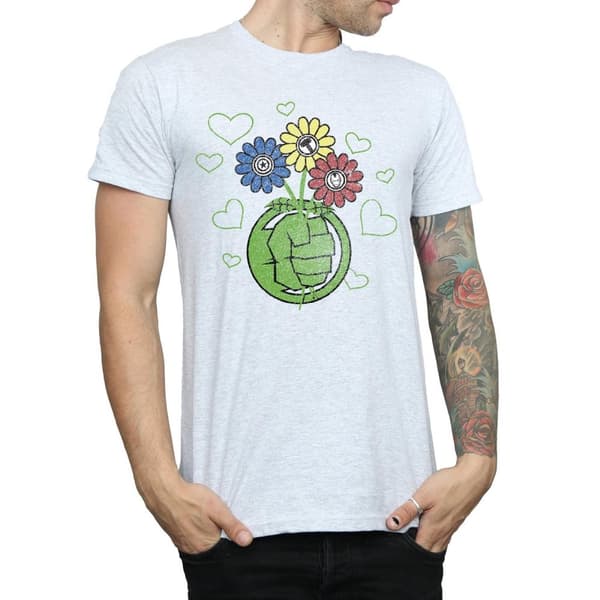 Marvel Mens Hulk Flower Fist T-Shirt