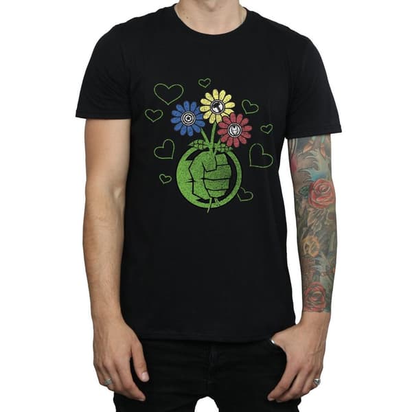 Marvel Mens Hulk Flower Fist T-Shirt