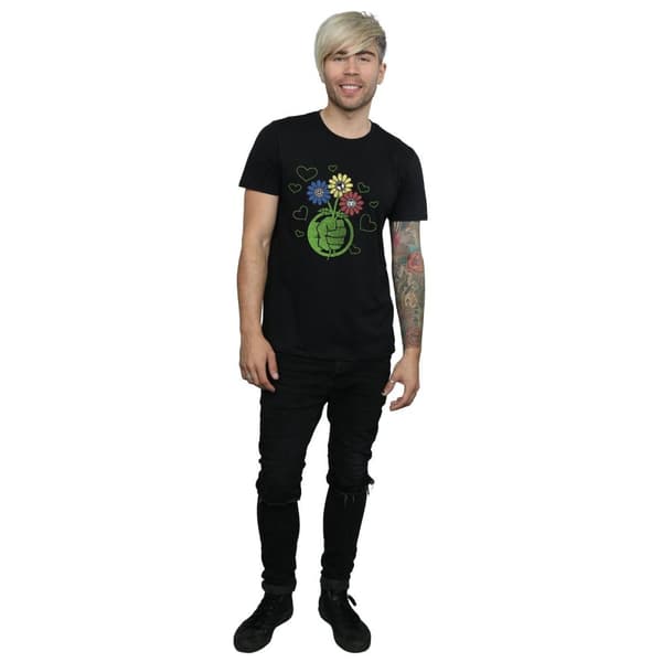 Marvel Mens Hulk Flower Fist T-Shirt