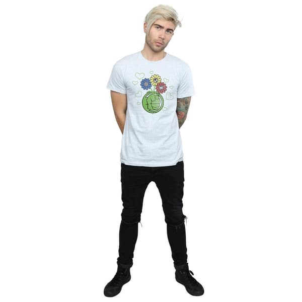 Marvel Mens Hulk Flower Fist T-Shirt