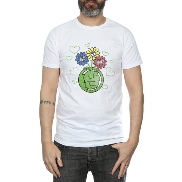 Marvel Mens Hulk Flower Fist T-Shirt
