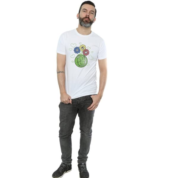 Marvel Mens Hulk Flower Fist T-Shirt