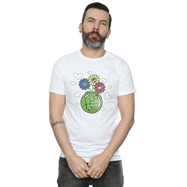 Marvel Mens Hulk Flower Fist T-Shirt