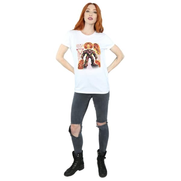 Marvel Womens/Ladies Avengers Infinity War Hulkbuster Blueprint Cotton Boyfriend T-Shirt