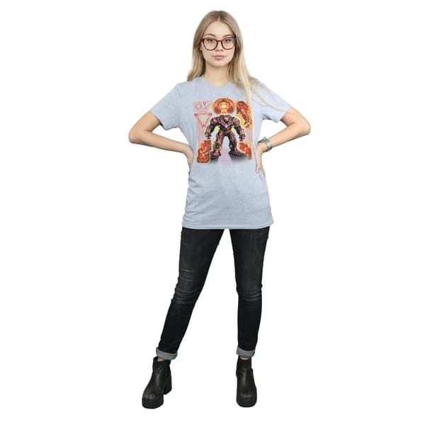 Marvel Womens/Ladies Avengers Infinity War Hulkbuster Blueprint Cotton Boyfriend T-Shirt