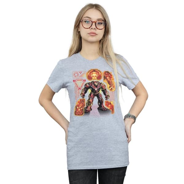 Marvel Womens/Ladies Avengers Infinity War Hulkbuster Blueprint Cotton Boyfriend T-Shirt
