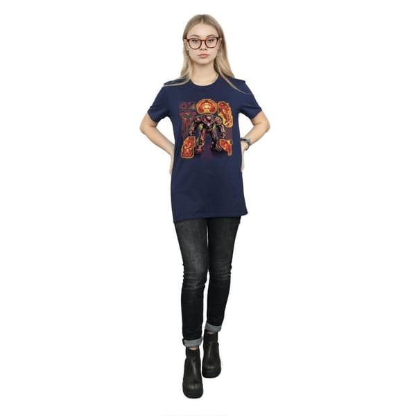 Marvel Womens/Ladies Avengers Infinity War Hulkbuster Blueprint Cotton Boyfriend T-Shirt