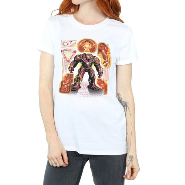 Marvel Womens/Ladies Avengers Infinity War Hulkbuster Blueprint Cotton Boyfriend T-Shirt