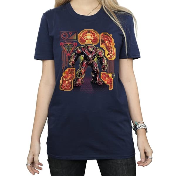 Marvel Womens/Ladies Avengers Infinity War Hulkbuster Blueprint Cotton Boyfriend T-Shirt