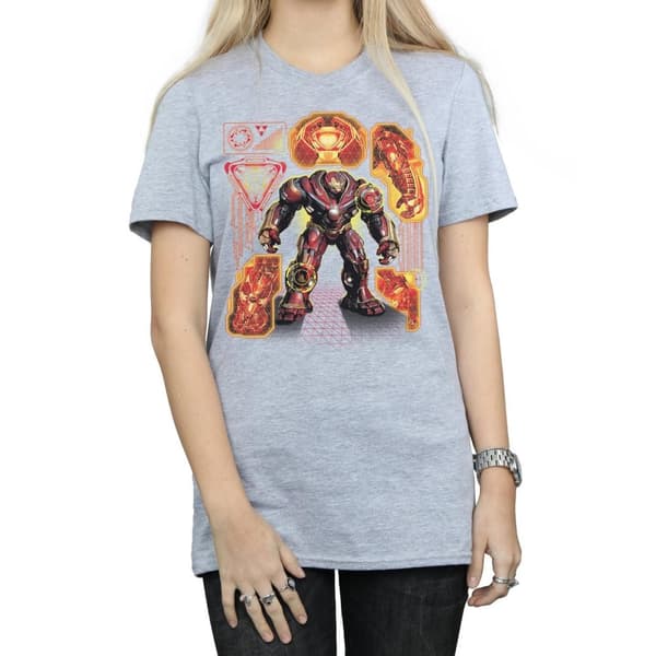 Marvel Womens/Ladies Avengers Infinity War Hulkbuster Blueprint Cotton Boyfriend T-Shirt