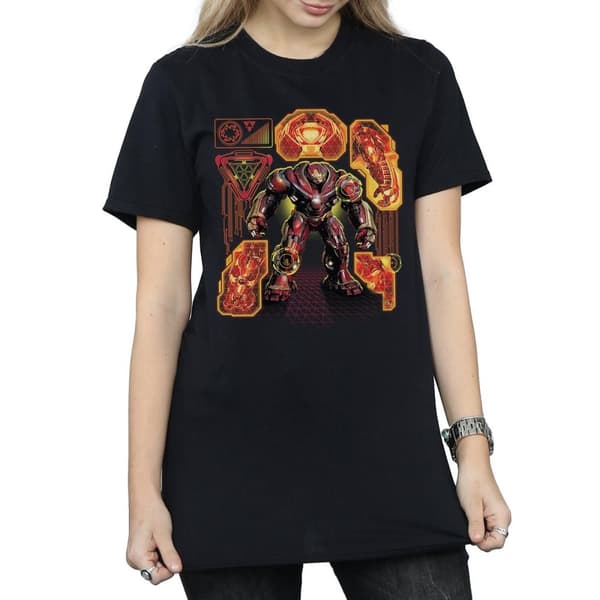 Marvel Womens/Ladies Avengers Infinity War Hulkbuster Blueprint Cotton Boyfriend T-Shirt
