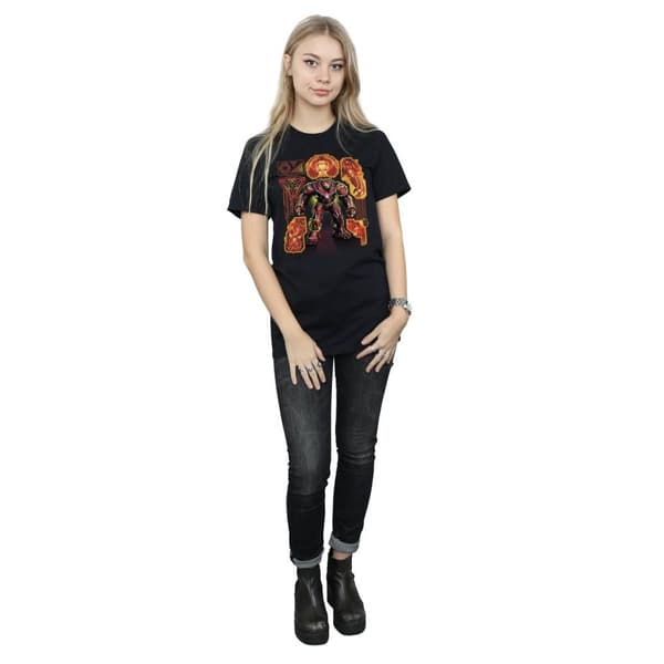 Marvel Womens/Ladies Avengers Infinity War Hulkbuster Blueprint Cotton Boyfriend T-Shirt